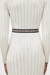 Gucci Navy & Gold Leather Paisley Belt