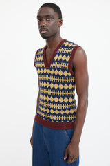 Gucci Navy & Gold Wool Metallic Knit Vest