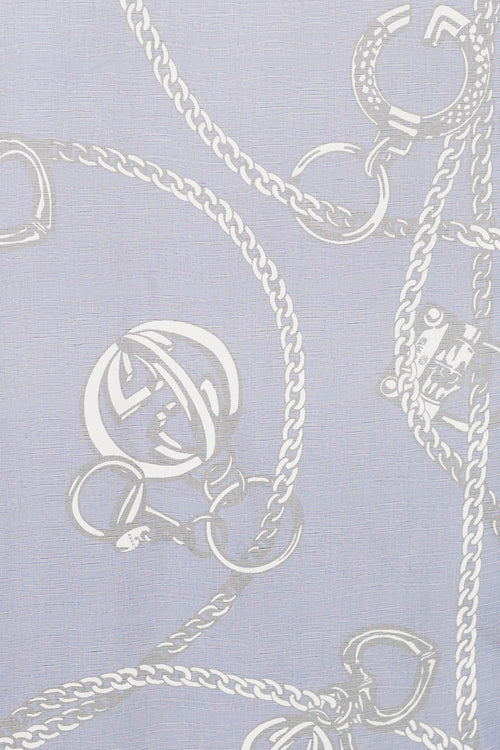 Gucci Navy & Grey Silk Sheer Chain Scarf
