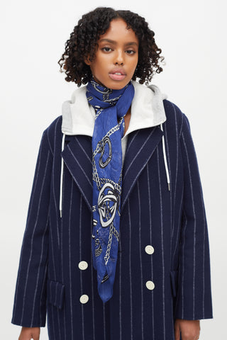 Gucci Navy & Grey Silk Sheer Chain Scarf