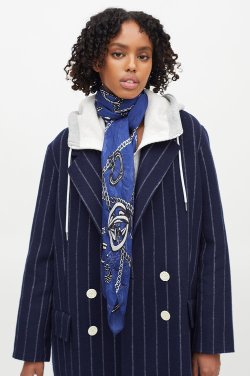 Gucci Navy & Grey Silk Sheer Chain Scarf