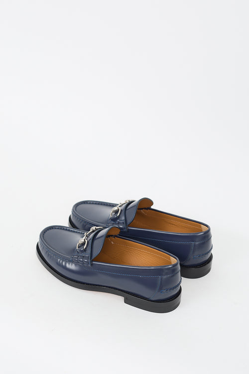 Gucci Navy Leather Hardware Loafer