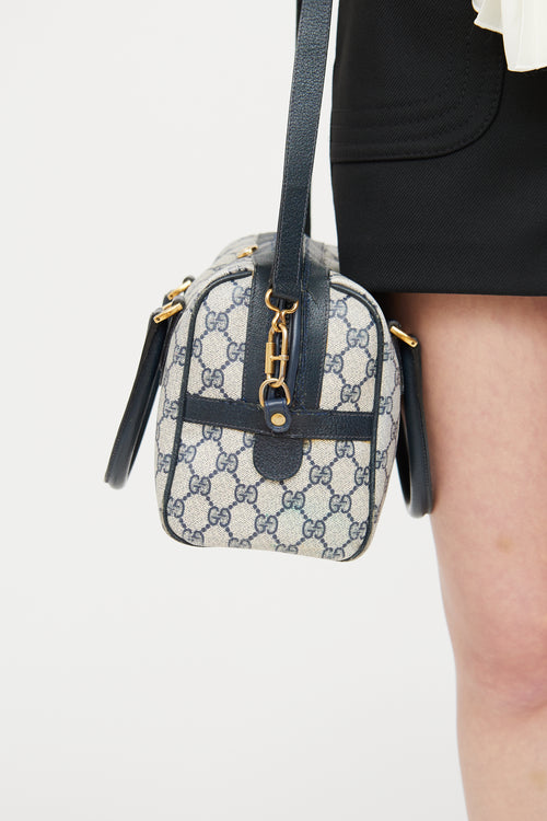 Gucci Beige & Navy Ophidia Boston Monogram Bag