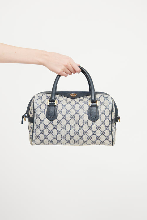 Gucci Beige & Navy Ophidia Boston Monogram Bag