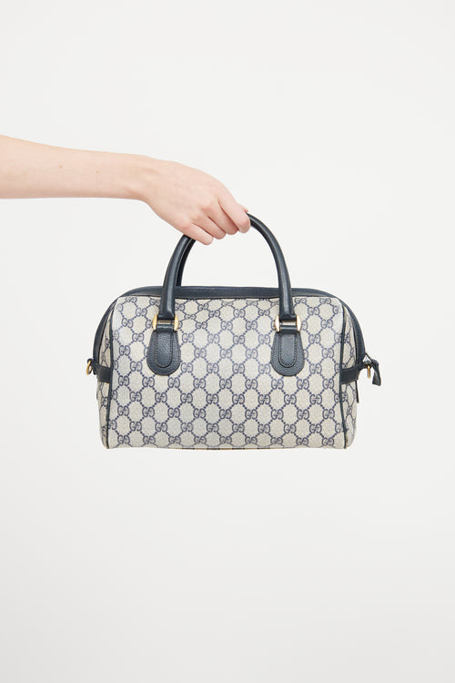 Gucci Beige & Navy Ophidia Boston Monogram Bag