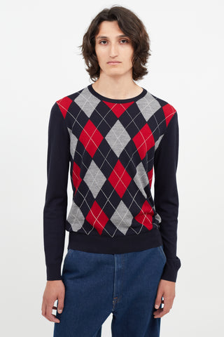 Gucci Navy & Multi Argyle Sweater