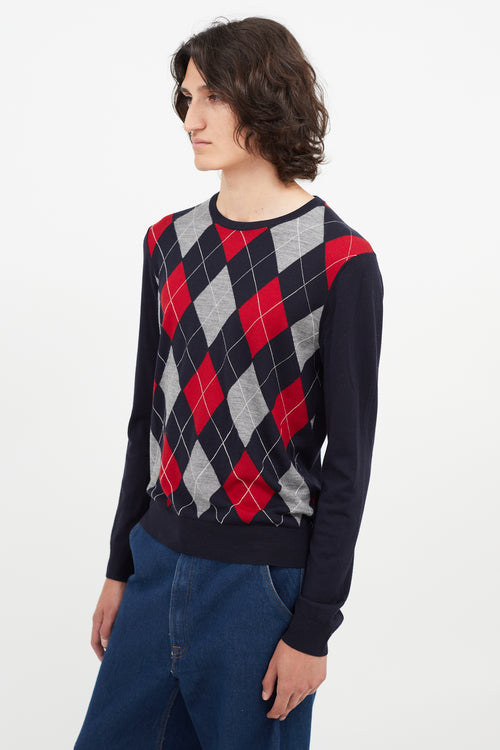 Gucci Navy & Multi Argyle Sweater