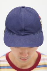Gucci Navy & Multicolour Embroidered Logo Hat