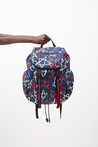 Gucci Navy & Multicolour Ghost Monogram Backpack