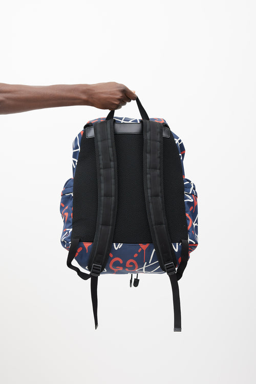 Gucci Navy & Multicolour Ghost Monogram Backpack
