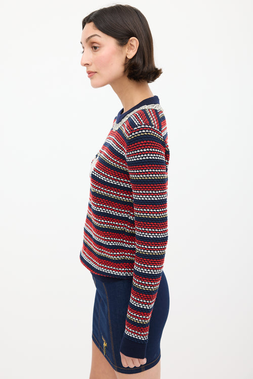 Gucci Navy & Multicolour Knit Sequin Sweater