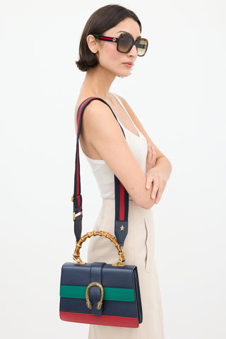 Gucci Navy & Multicolour Leather Dionysus Bamboo Bag