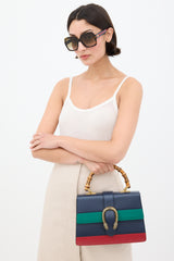 Gucci Navy & Multicolour Leather Dionysus Bamboo Bag