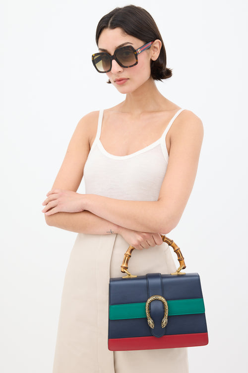 Gucci Navy & Multicolour Leather Dionysus Bamboo Bag