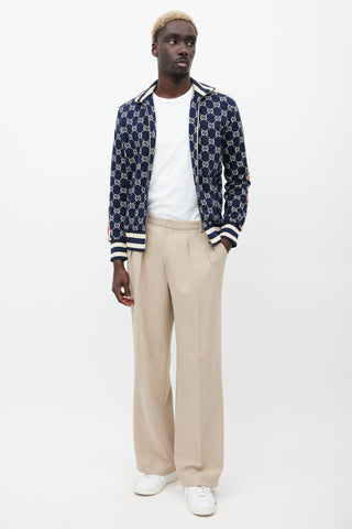 Gucci Navy & Multicolour Striped Monogram Jacket