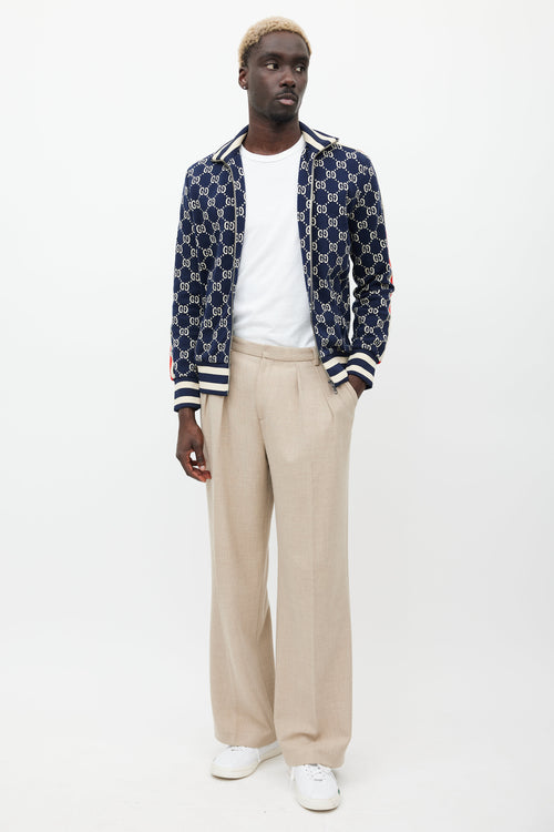 Gucci Navy & Multicolour Striped Monogram Jacket