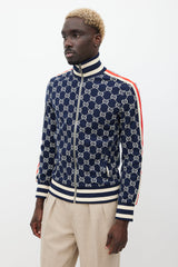 Gucci Navy & Multicolour Striped Monogram Jacket
