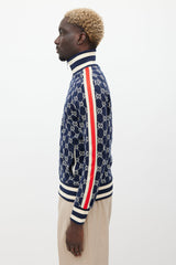 Gucci Navy & Multicolour Striped Monogram Jacket
