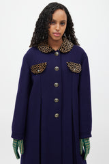 Gucci Navy & Multicolour Wool Coat