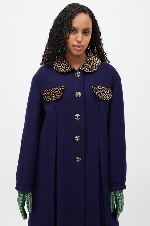 Gucci Navy & Multicolour Wool Coat