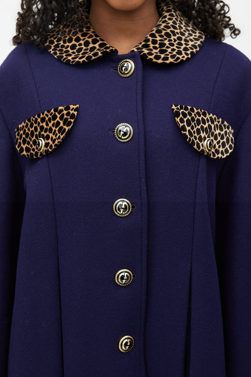 Gucci Navy & Multicolour Wool Coat