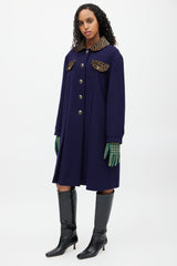 Gucci Navy & Multicolour Wool Coat