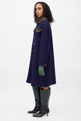 Gucci Navy & Multicolour Wool Coat