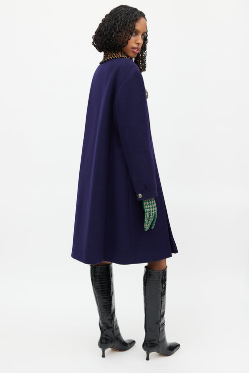 Gucci Navy & Multicolour Wool Coat