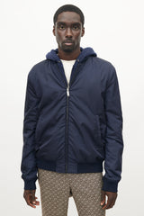 Gucci Navy Nylon Reversible Monogram Bomber Jacket
