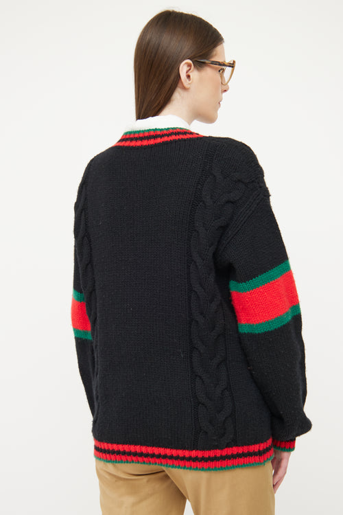 Gucci Cable Knit Wool Patch Sweater