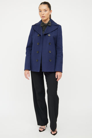 Gucci Navy Cotton Double Breasted Pea Coat