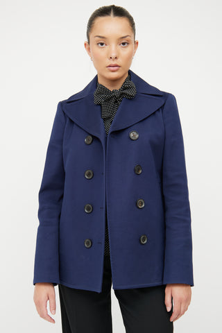 Gucci Navy Cotton Double Breasted Pea Coat