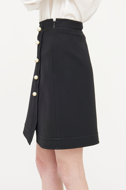 Gucci Black Pearl Button Skirt
