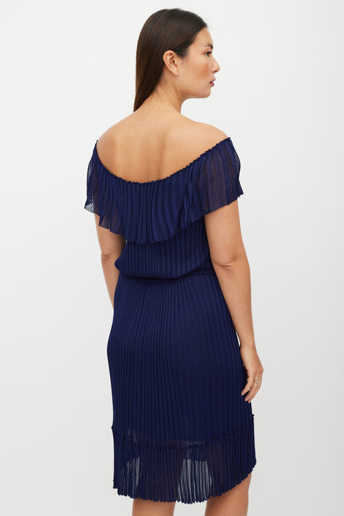 Gucci Navy Ribbed Perforated Dress