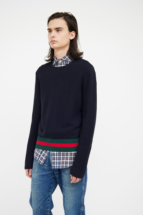 Gucci Navy Knit Long Sleeve Top