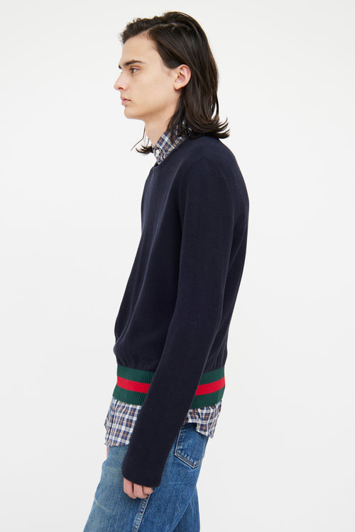 Gucci Navy Knit Long Sleeve Top
