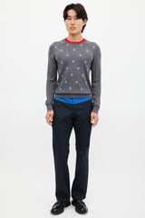 Gucci Navy Two Tone Straight Leg Trouser