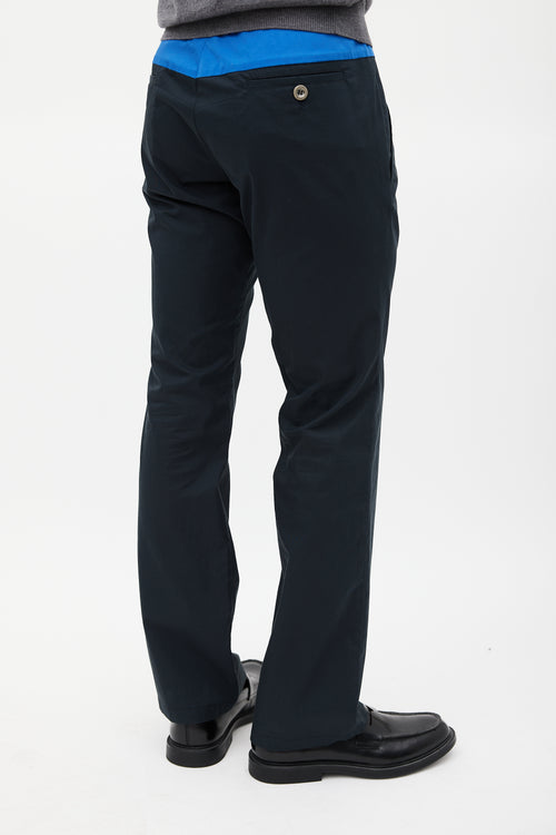 Gucci Navy Two Tone Straight Leg Trouser