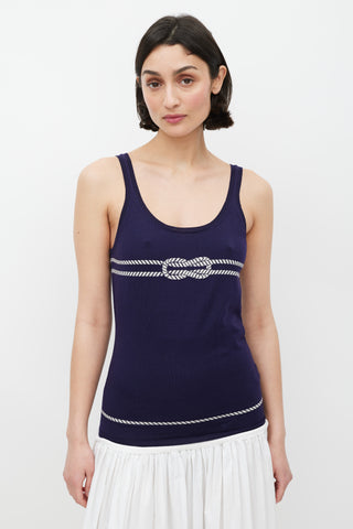 Gucci Navy & White Rope Intarsia Tank Top