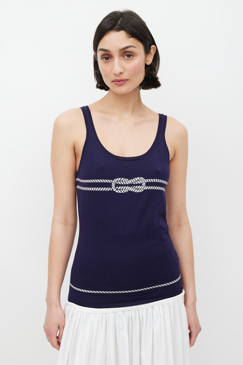 Gucci Navy & White Rope Intarsia Tank Top