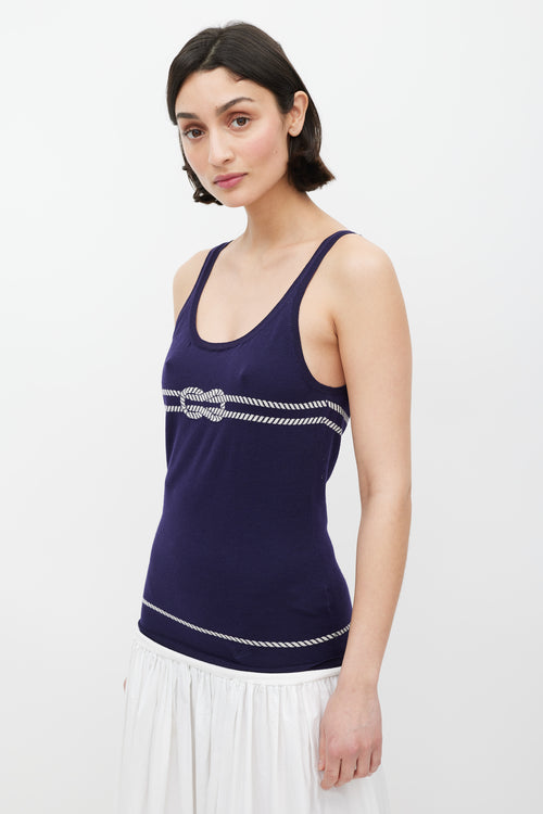 Gucci Navy & White Rope Intarsia Tank Top