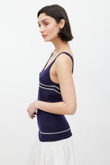 Gucci Navy & White Rope Intarsia Tank Top