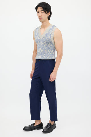 Gucci Navy Wool Cropped Trouser