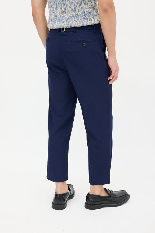 Gucci Navy Wool Cropped Trouser