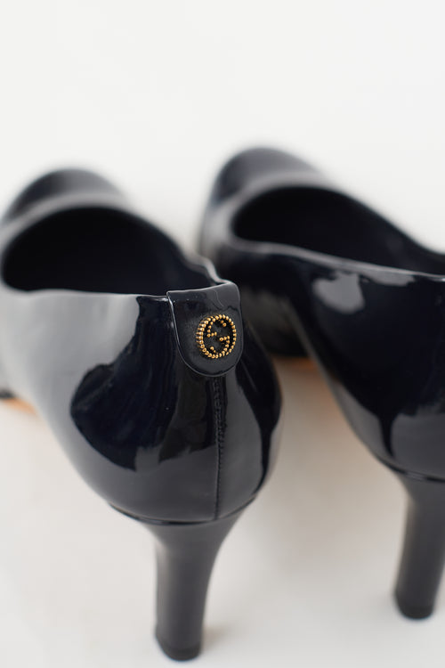 Gucci Navy Patent Leather Heel
