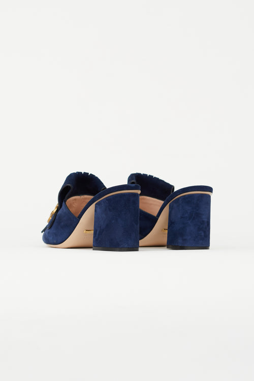 Gucci Navy Suede GG Marmont Mule