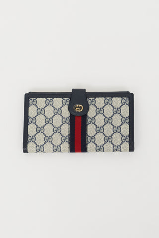 Gucci Navy & Cream Monogram Long Wallet