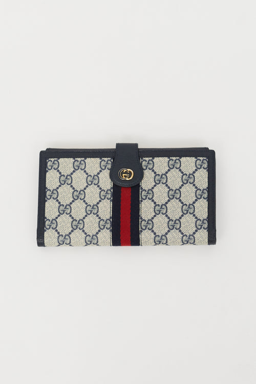 Gucci Navy & Cream Monogram Long Wallet