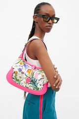 Gucci Neon Pink & Multicolour Floral Canvas Jackie 1961 Medium Bag
