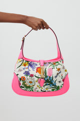 Gucci Neon Pink & Multicolour Floral Canvas Jackie 1961 Medium Bag